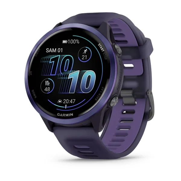 Garmin Forerunner 570 47mm Aluminium indigo avec bracelet violet translucide/Indigo