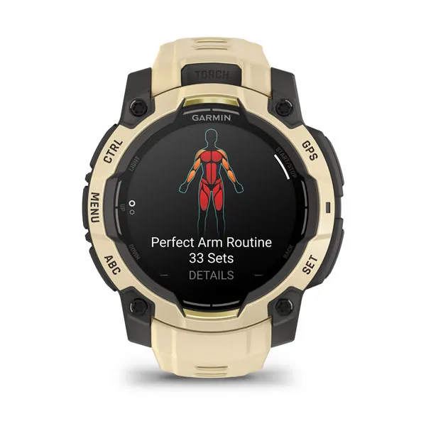 Garmin Instinct 3 45 mm, AMOLED Sable avec bracelet sable
