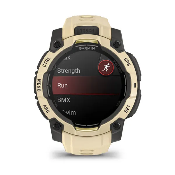 Garmin Instinct 3 45 mm, AMOLED Sable avec bracelet sable