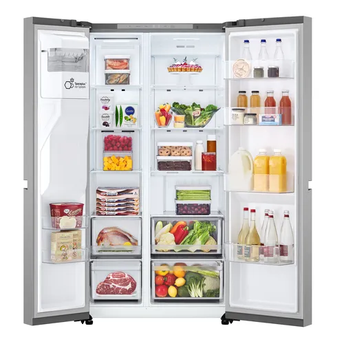 LG GSLC40PYPE Frigo Syde-by-Side, Classe E, 638L, Porte piatte, Dispenser con allaccio, Linear Cooling, Prime Silver
