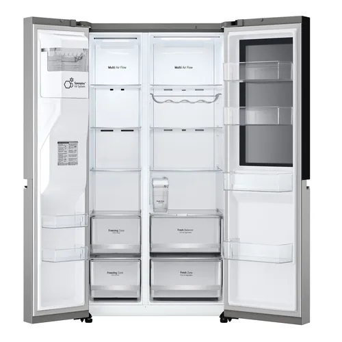 LG InstaView GSGV81PYLL Side-by-Side Kühlkombination Freistehend 635 l Silber