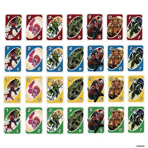 Mattel Games UNO The Amazing Spider-Man Card Game for Kids, Adults & Family Night Inspired by Marvel Comic Book Series