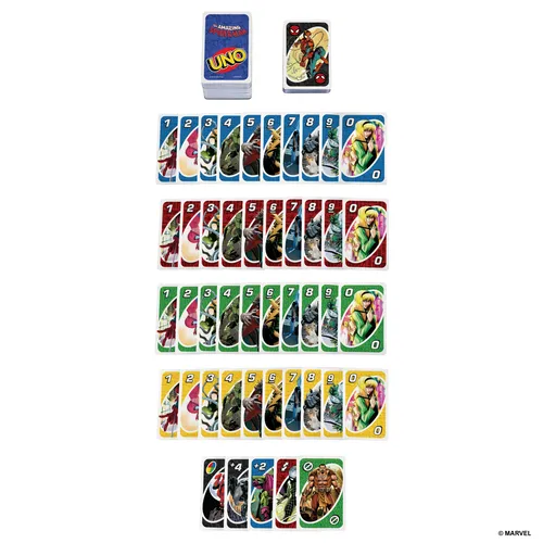 Mattel Games UNO The Amazing Spider-Man Card Game for Kids, Adults & Family Night Inspired by Marvel Comic Book Series