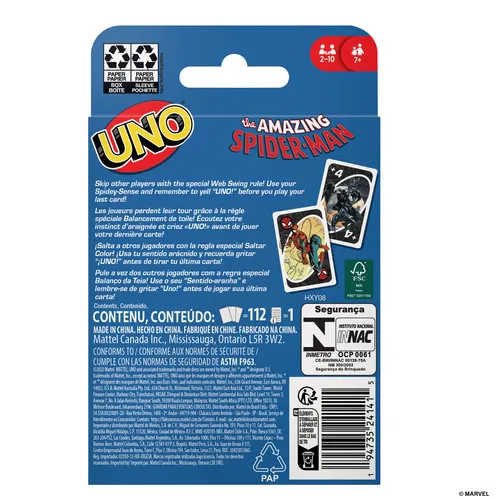 Mattel Games UNO The Amazing Spider-Man Card Game for Kids, Adults & Family Night Inspired by Marvel Comic Book Series