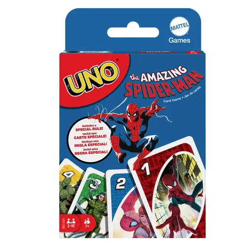 Mattel Games UNO The Amazing Spider-Man Card Game for Kids, Adults & Family Night Inspired by Marvel Comic Book Series