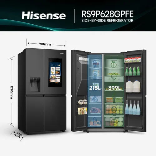 Hisense RS9P628GPFE frigo américain Pose libre 614 L Noir