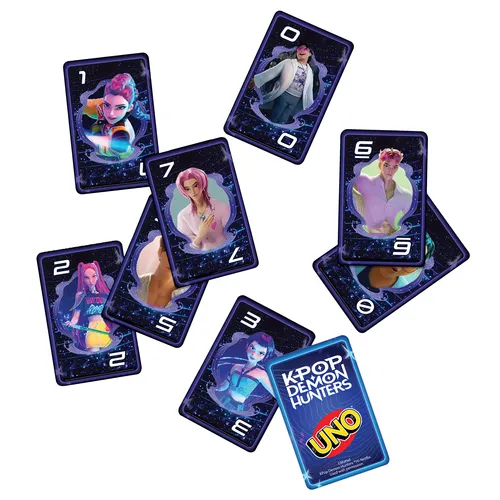 Mattel Games UNO KPop Demon Hunters-Kartenspiel für Kinder, Erwachsene und Familienabende mit vom Film inspirierten Spielkarten