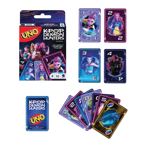 Mattel Games UNO KPop Demon Hunters-Kartenspiel für Kinder, Erwachsene und Familienabende mit vom Film inspirierten Spielkarten