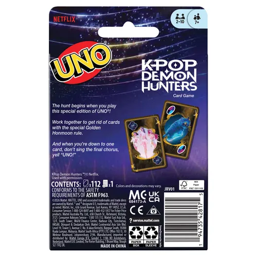 Mattel Games UNO KPop Demon Hunters-Kartenspiel für Kinder, Erwachsene und Familienabende mit vom Film inspirierten Spielkarten