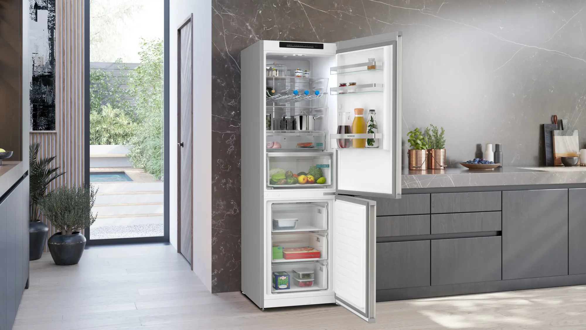 iQ300 Réfrigérateur combiné pose-libre 186 x 60 cm Inox KG36NVIBG