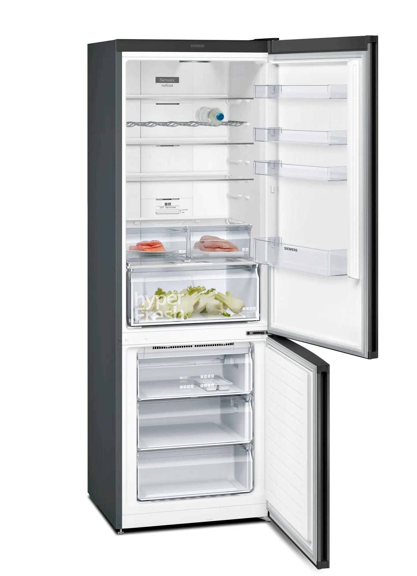 iQ300 Réfrigérateur combiné pose-libre 203 x 70 cm Acier brossé noir anti-traces KG49NXXEA
