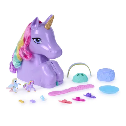 Unicorn Academy, set di gioco 2 in 1 Wildstar Styling Head & Mini Figure con oltre 15 pezzi e accessori per capelli, bambole e unicorni giocattolo per bambini, regali di compleanno dai 4 anni in su
