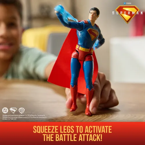 DC Comics SUPERMAN MOVIE - Figura Superman Ataque de Batalla - Figura de Acción Superman de 15 cm + 2 Accesorios - 6073319 - Superhéroes Juguetes - Juguetes Niños 4 Años + - Regalo Niño 4 Años +