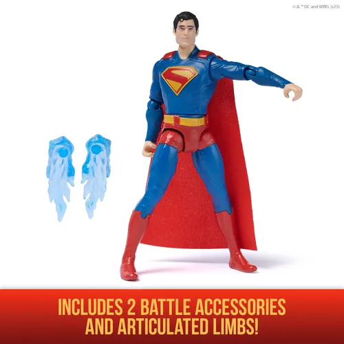 DC Comics SUPERMAN MOVIE - Figura Superman Ataque de Batalla - Figura de Acción Superman de 15 cm + 2 Accesorios - 6073319 - Superhéroes Juguetes - Juguetes Niños 4 Años + - Regalo Niño 4 Años +