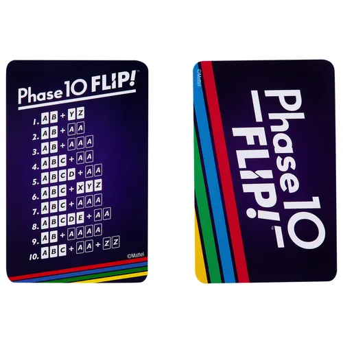Mattel Games Phase 10 Flip Card Game, Classic Family Card Game with Double-Sided Cards for 2-6 Players