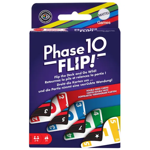 Mattel Games Phase 10 Flip Card Game, Classic Family Card Game with Double-Sided Cards for 2-6 Players