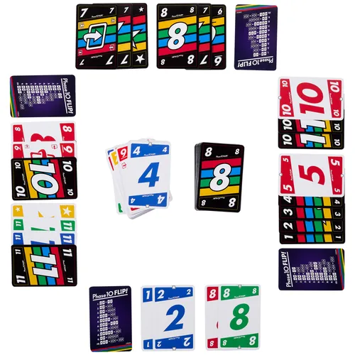 Mattel Games Phase 10 Flip Card Game, Classic Family Card Game with Double-Sided Cards for 2-6 Players