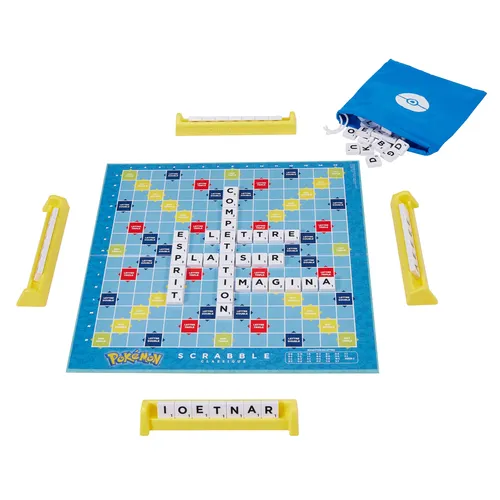 Mattel Games Scrabble Pokémon Board Game, Classic Family Word Game with Two Ways to Play for 2-4 Players, French Edition
