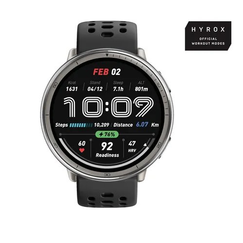 Amazfit Active 2 3,35 cm (1.32") AMOLED 43.9 mm Digital 466 x 466 Pixel Touchscreen Silber GPS