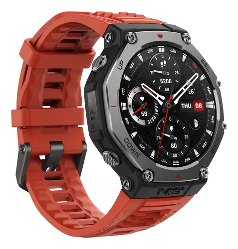 Amazfit T-Rex 3 Lava 3,81 cm (1.5") AMOLED 48.5 mm Digitale 480 x 480 Pixel Touch screen Nero, Acciaio inox GPS (satellitare)