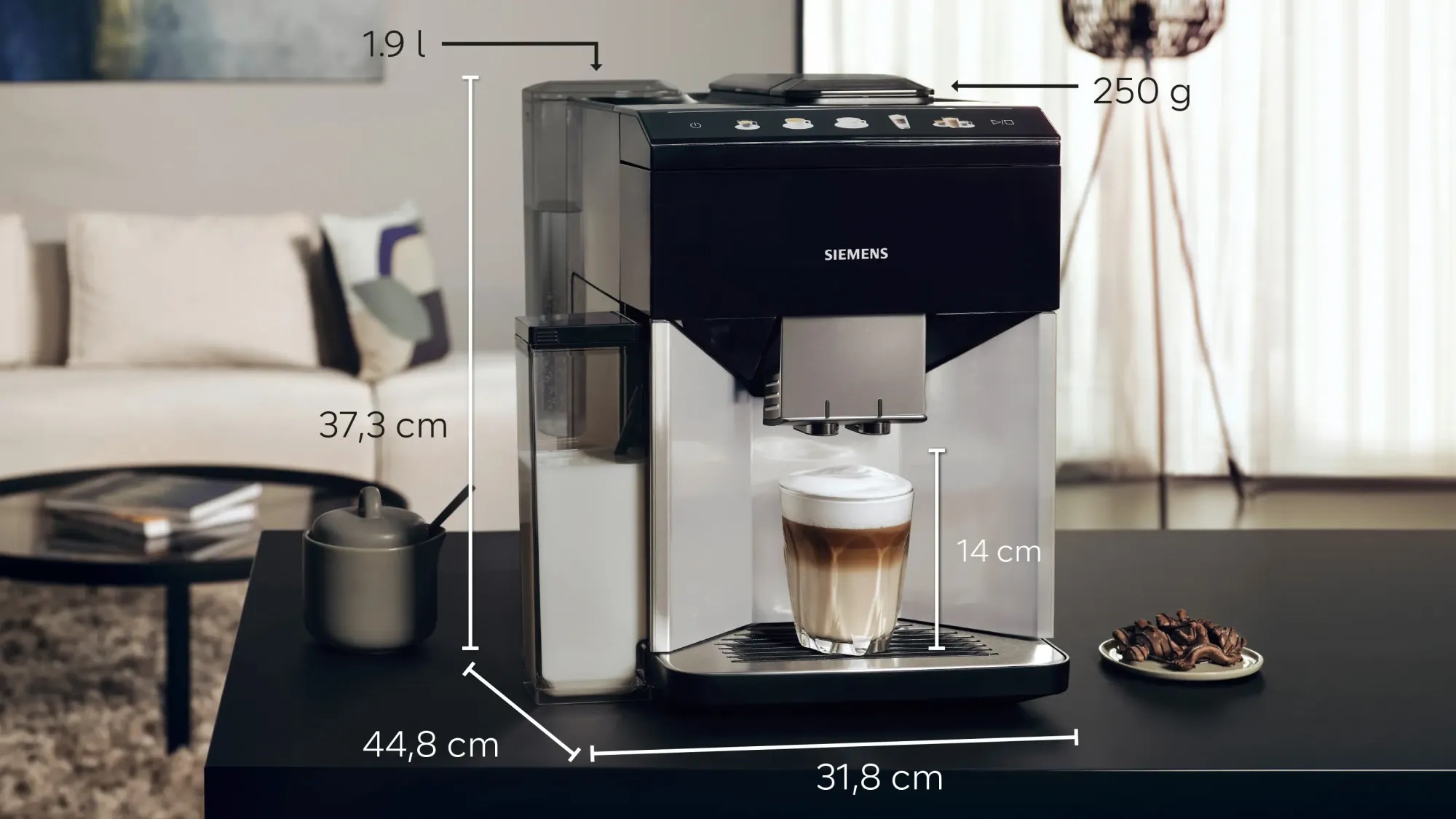 Machine à café tout-automatique EQ500 integral Argent naturel, Noir lustré TQ513R01