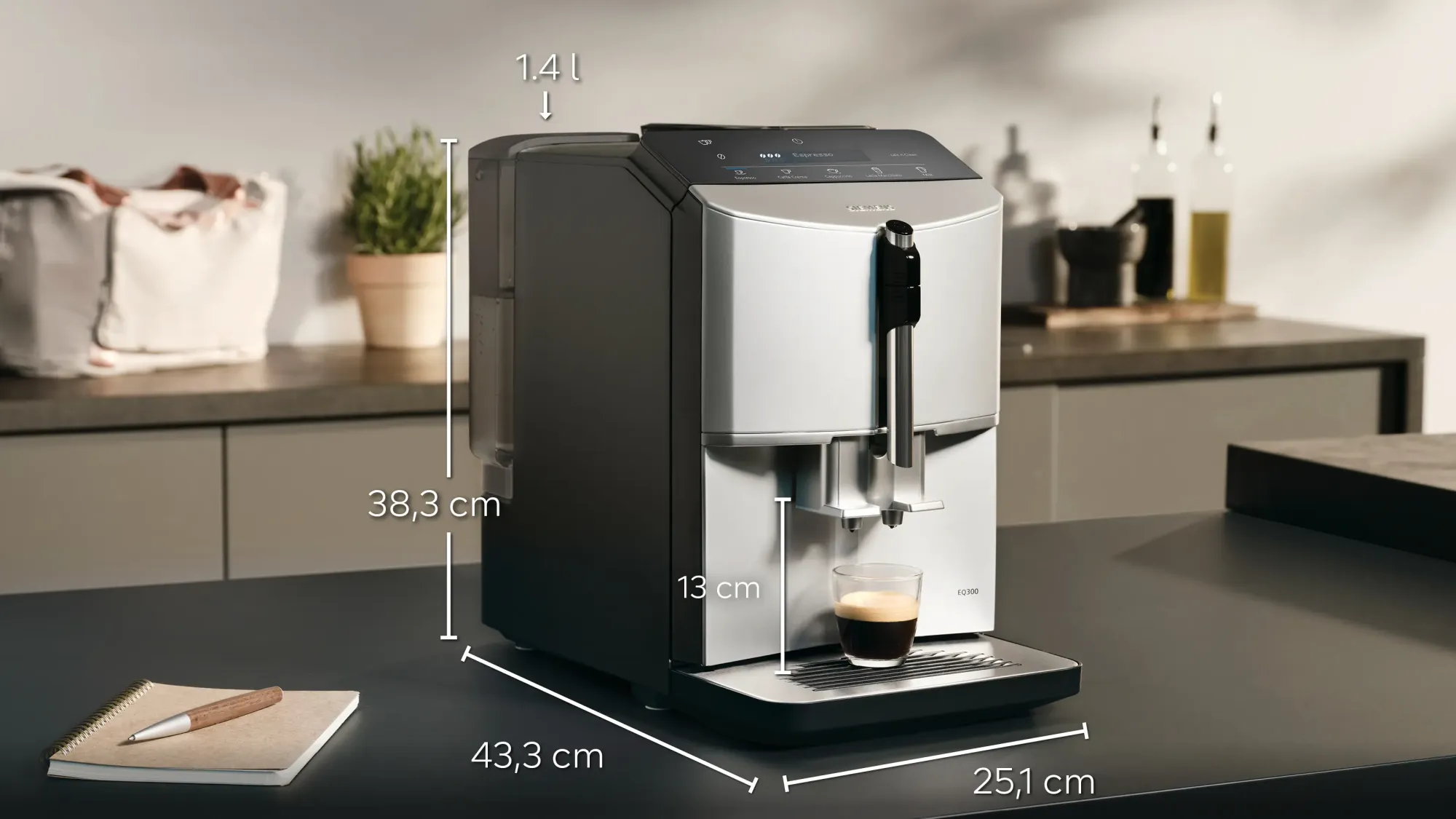 Machine à café tout-automatique EQ300 Argent naturel TF303E01