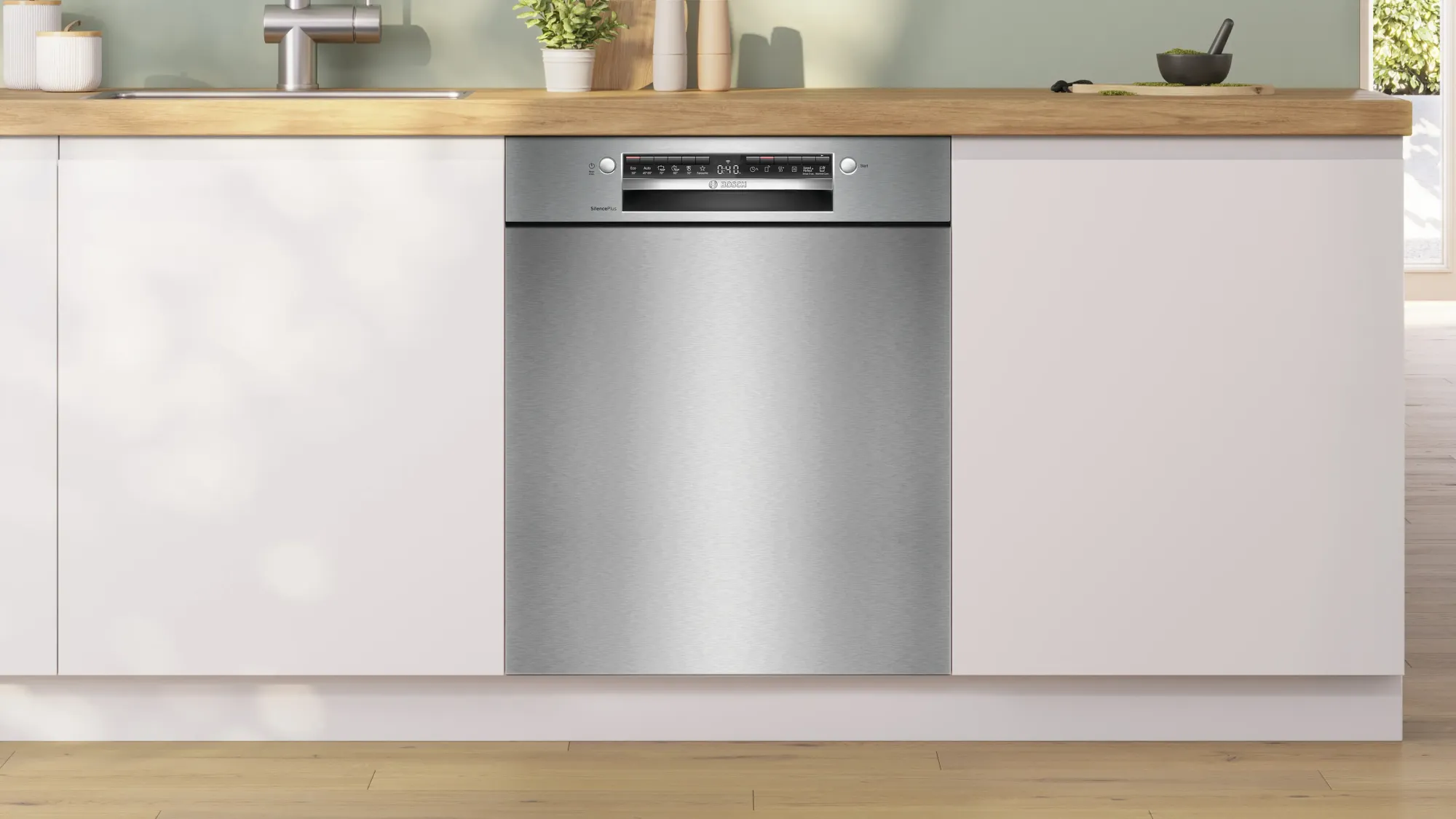 Série 4 Lave-vaisselle sous plan 60 cm Acier brossé SMU4ECS28E