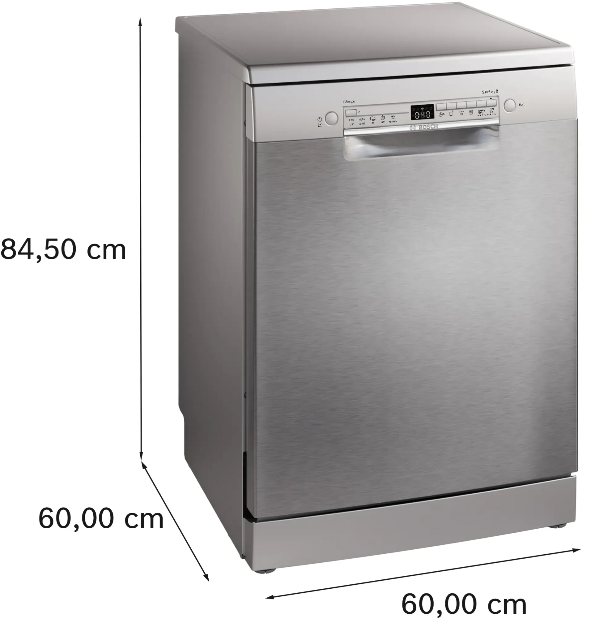 Série 2 Lave-vaisselle pose-libre 60 cm Acier brossé anti-traces SMS2HVI02E