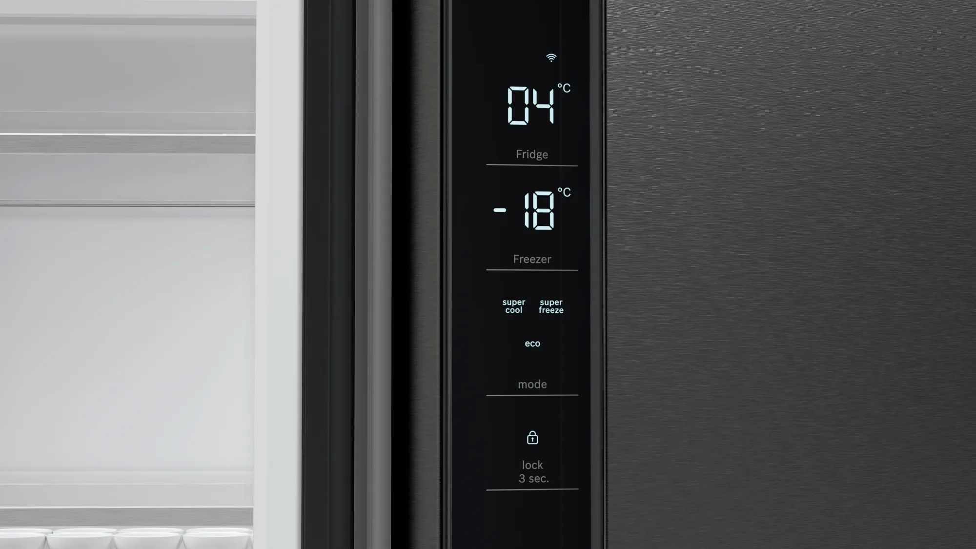 Série 4 Réfrigérateur multi-portes congélateur en bas 183 x 90.5 cm Acier brossé noir anti-traces, Total No Frost KFN96AXEA