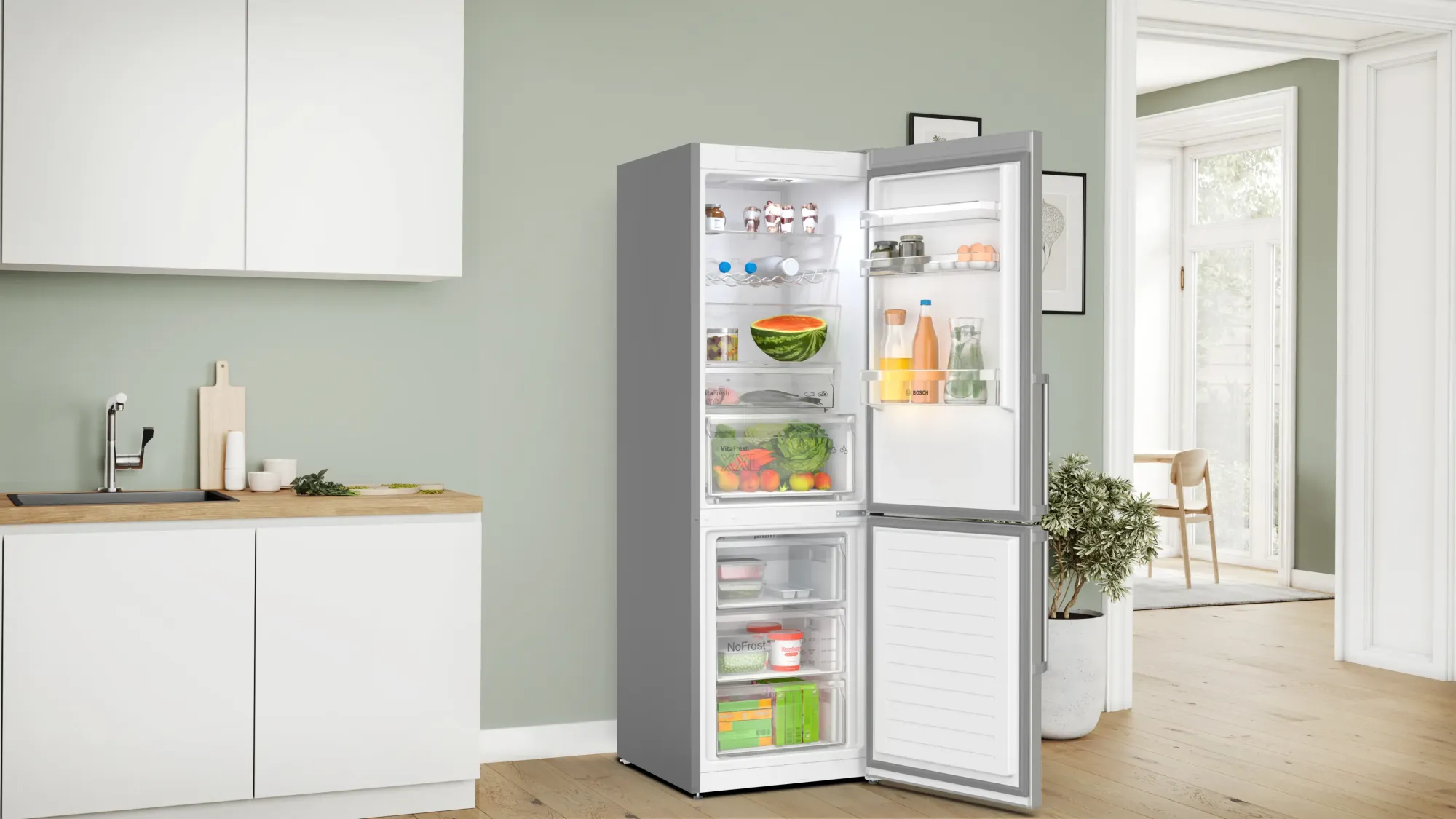 Série 4 Réfrigérateur combiné pose-libre 186 x 60 cm Inox KGN367ICT