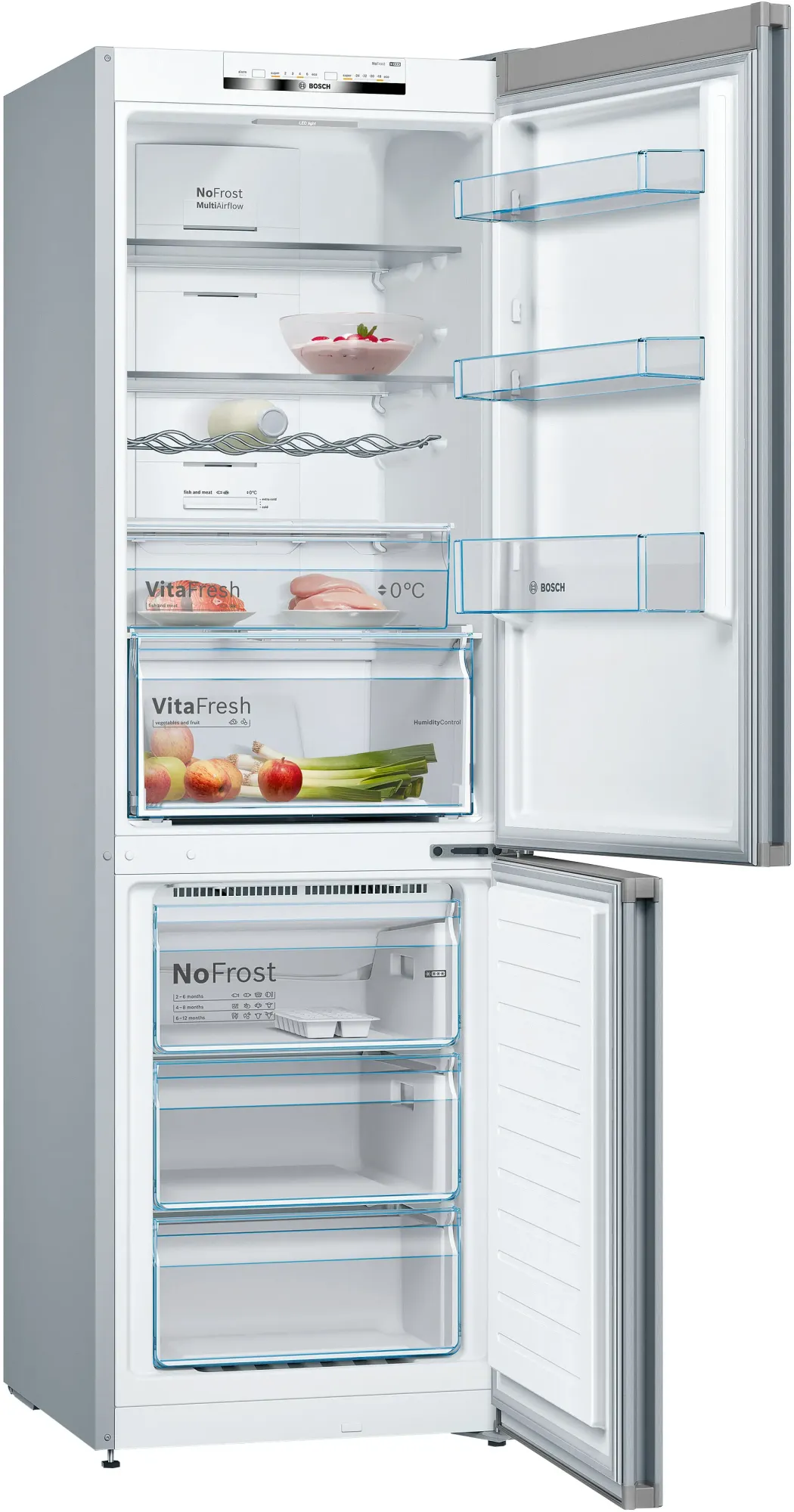 Série 4 Réfrigérateur combiné pose-libre 186 x 60 cm Couleur métallique KGN36VLED
