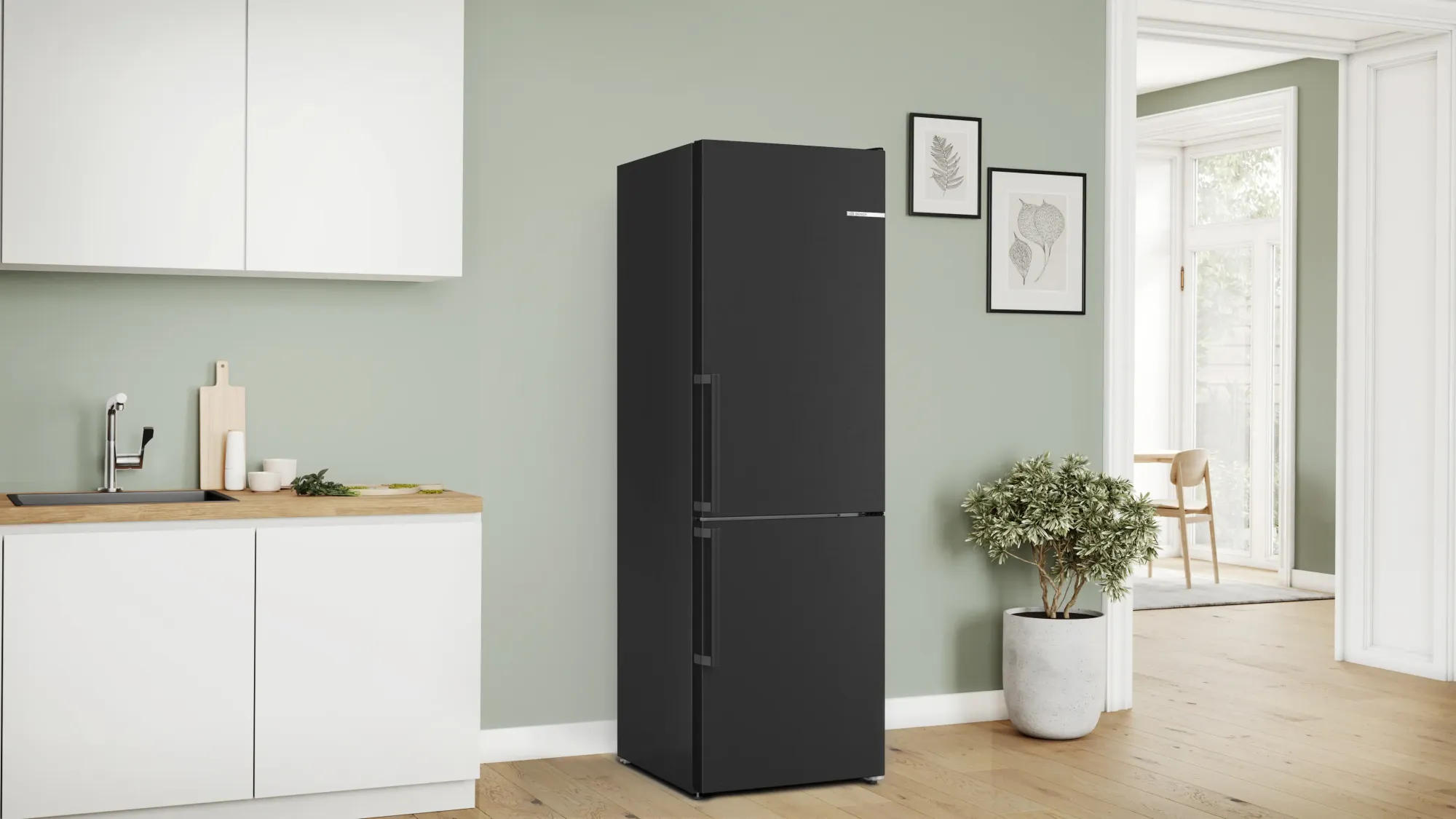 Série 4 Réfrigérateur combiné pose-libre 186 x 60 cm Acier brossé noir anti-traces KGN36VXCT