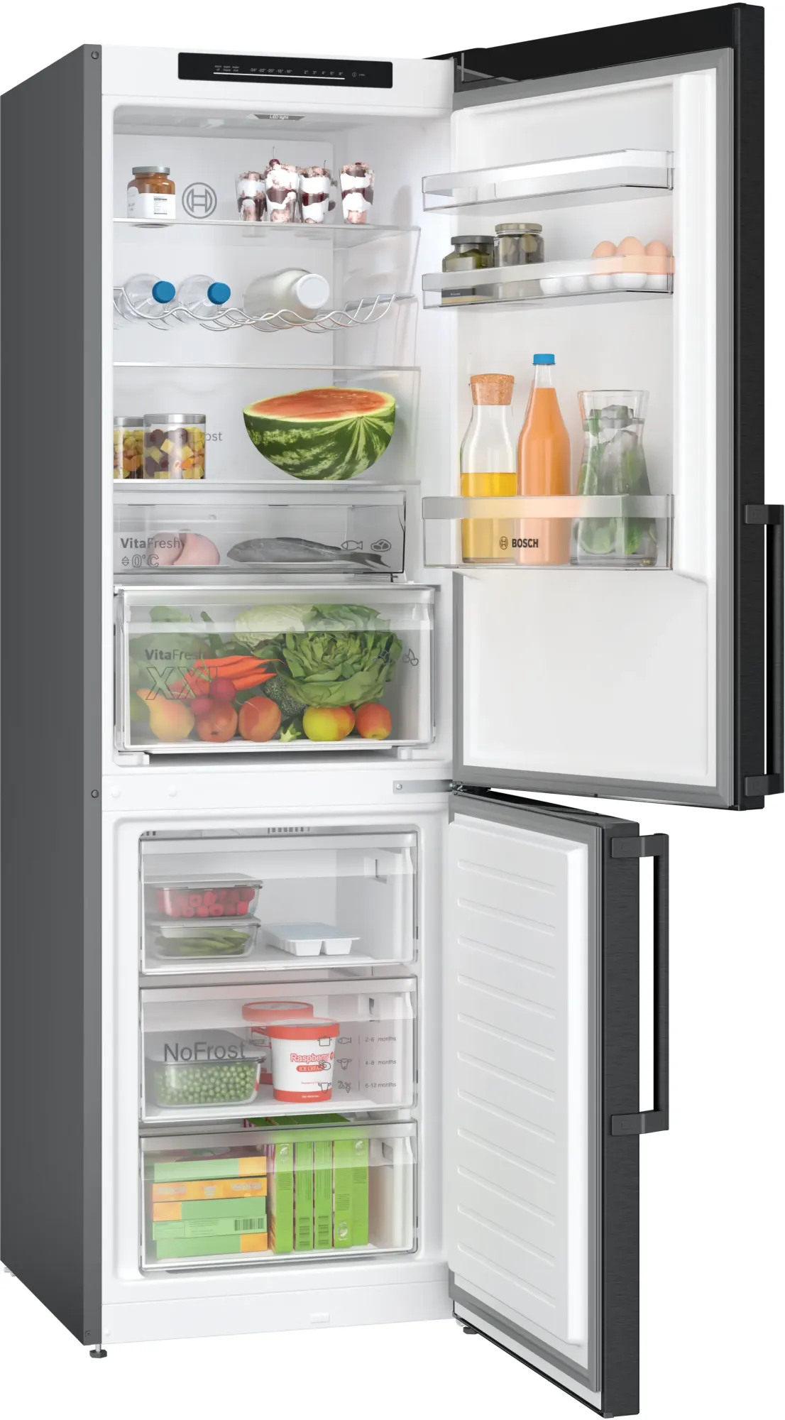 Série 4 Réfrigérateur combiné pose-libre 186 x 60 cm Acier brossé noir anti-traces KGN36VXCT