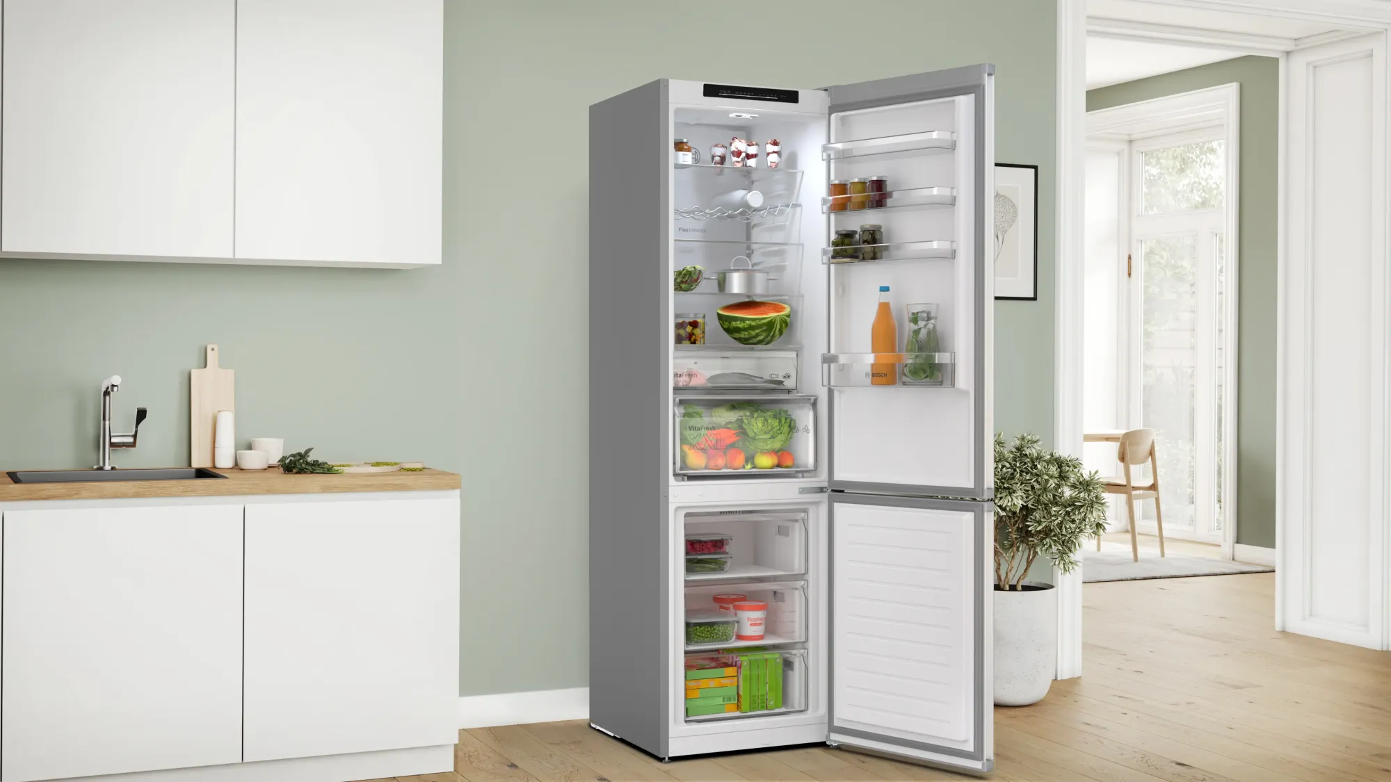 Série 4 Réfrigérateur combiné pose-libre 203 x 60 cm Inox KGN392I1F