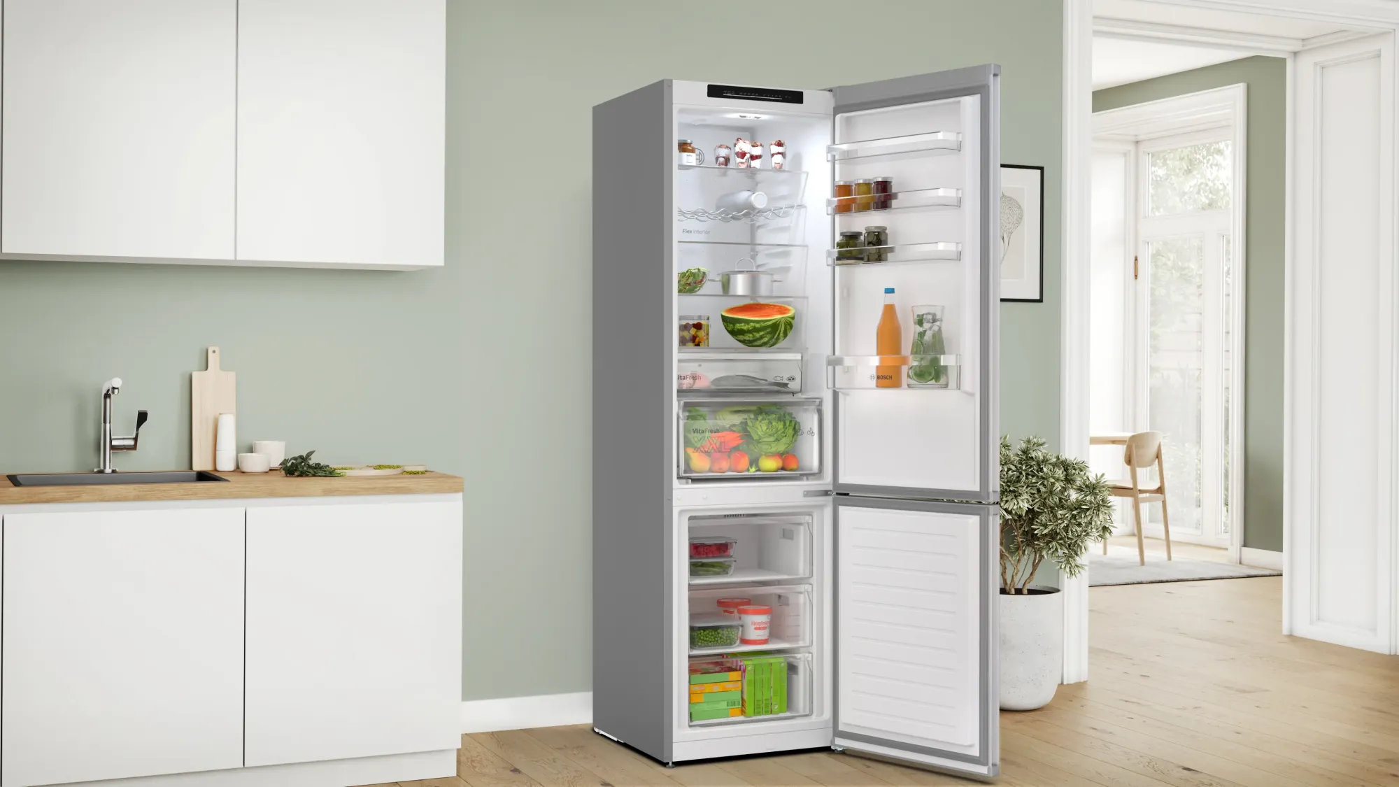 Série 4 Réfrigérateur combiné pose-libre 203 x 60 cm Couleur métallique KGN392LAG