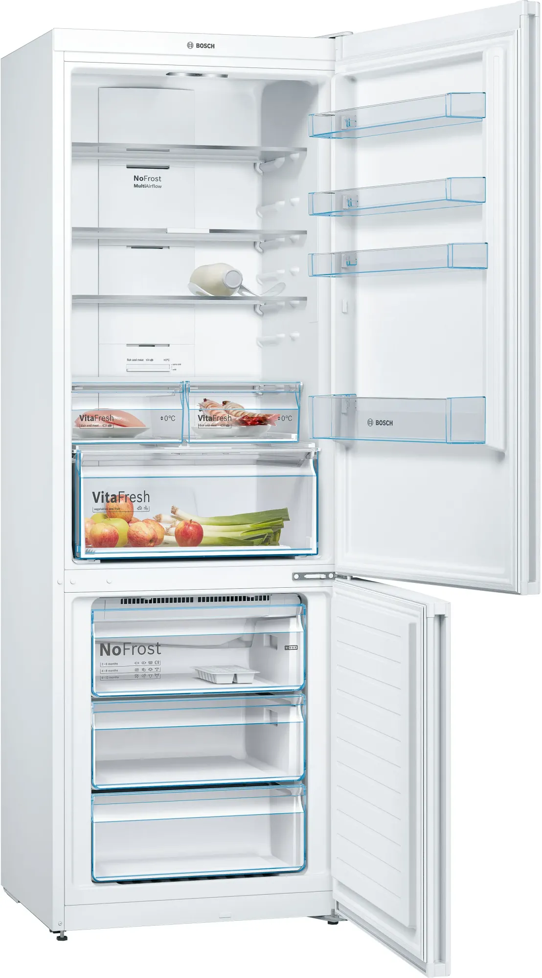 Série 4 Réfrigérateur combiné pose-libre 203 x 70 cm Blanc, Total No Frost KGN493WDA