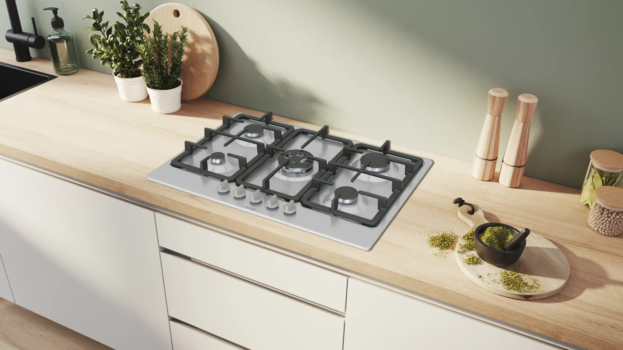 Série 4 Plaque gaz 75 cm Inox PGQ7B5K90