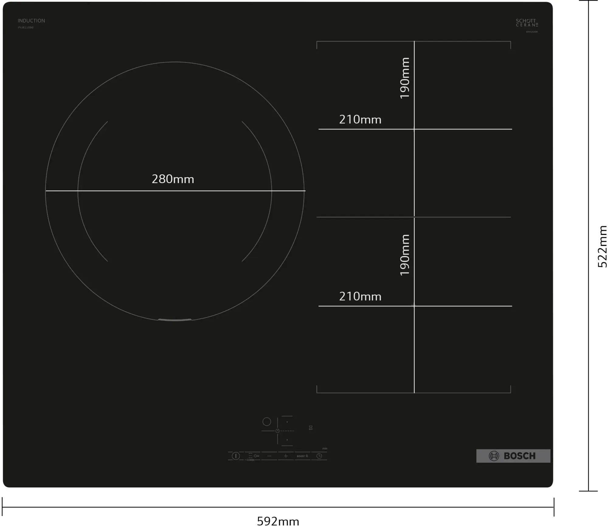 Série 4 Table à induction 60 cm sans cadre PVJ611BB6E