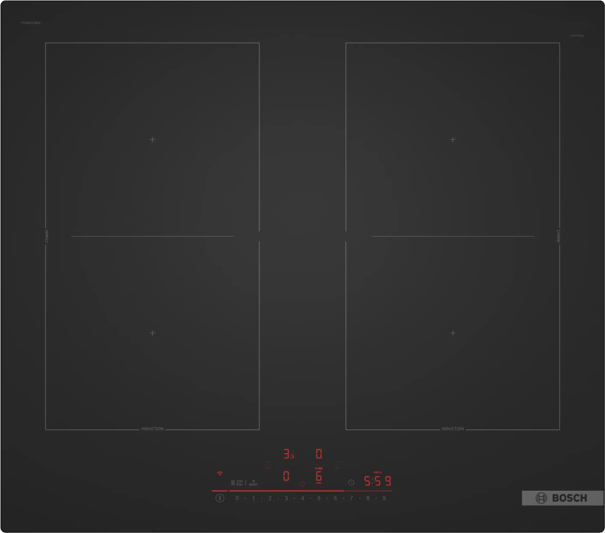 Série 6 Table à induction 60 cm Noir mat, sans cadre PVQ61CHB1E