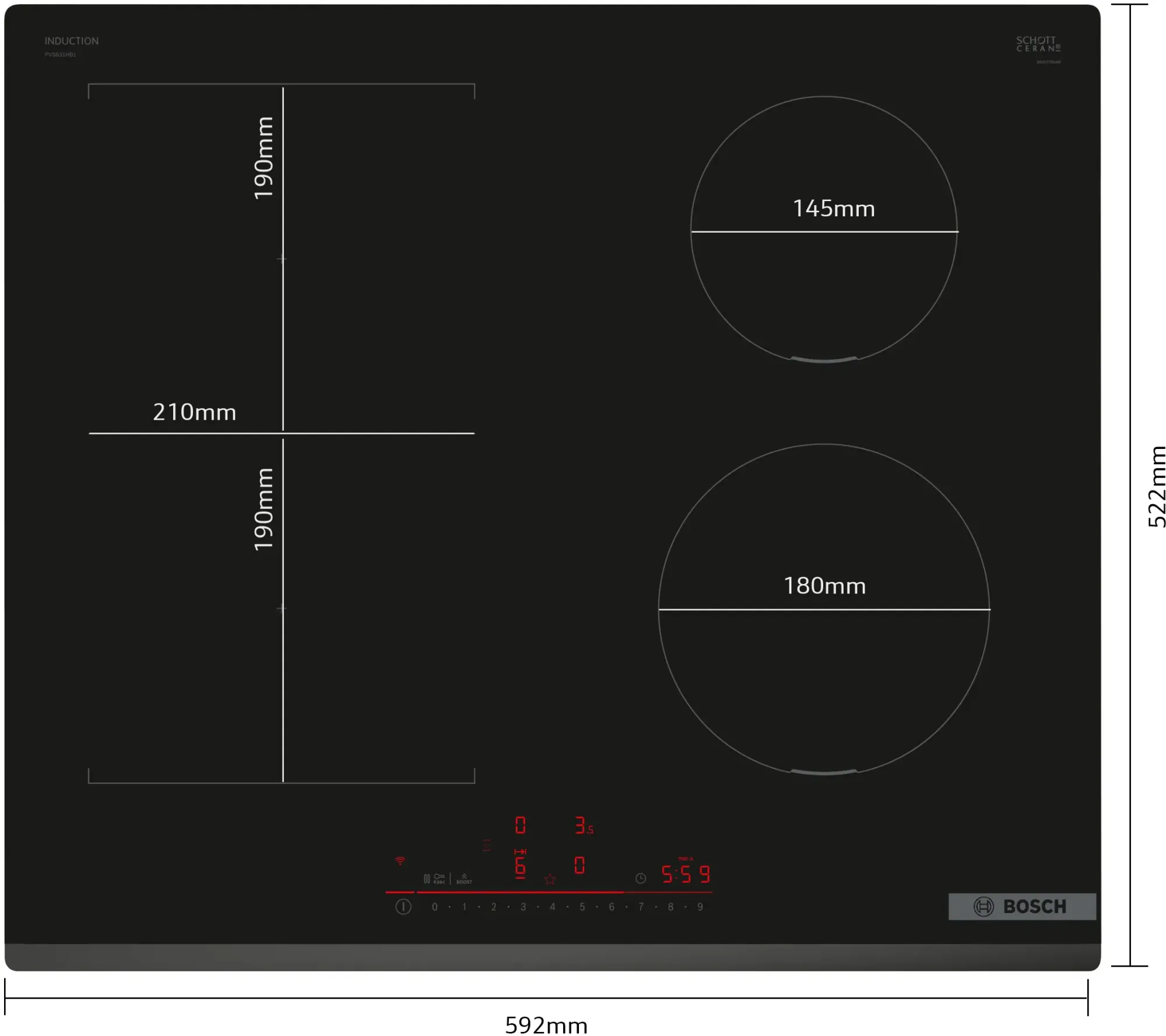 Série 6 Table à induction 60 cm sans cadre PVS631HB1E