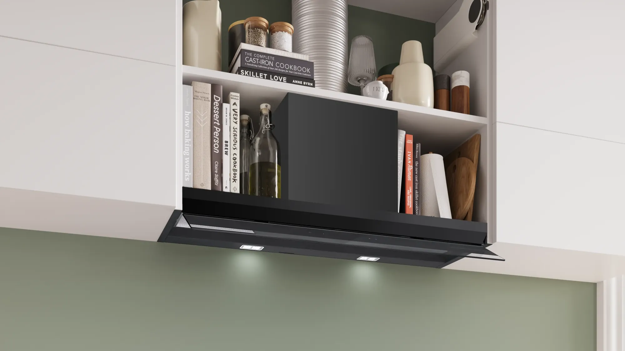Série 6 Hotte design intégré 90 cm Noir avec finition en verre, Noir avec finition en verre, Noir mat DBB97DP60