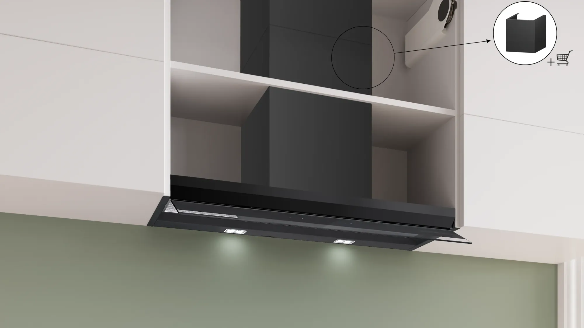 Série 6 Hotte design intégré 90 cm Noir avec finition en verre, Noir avec finition en verre, Noir mat DBB97DP60