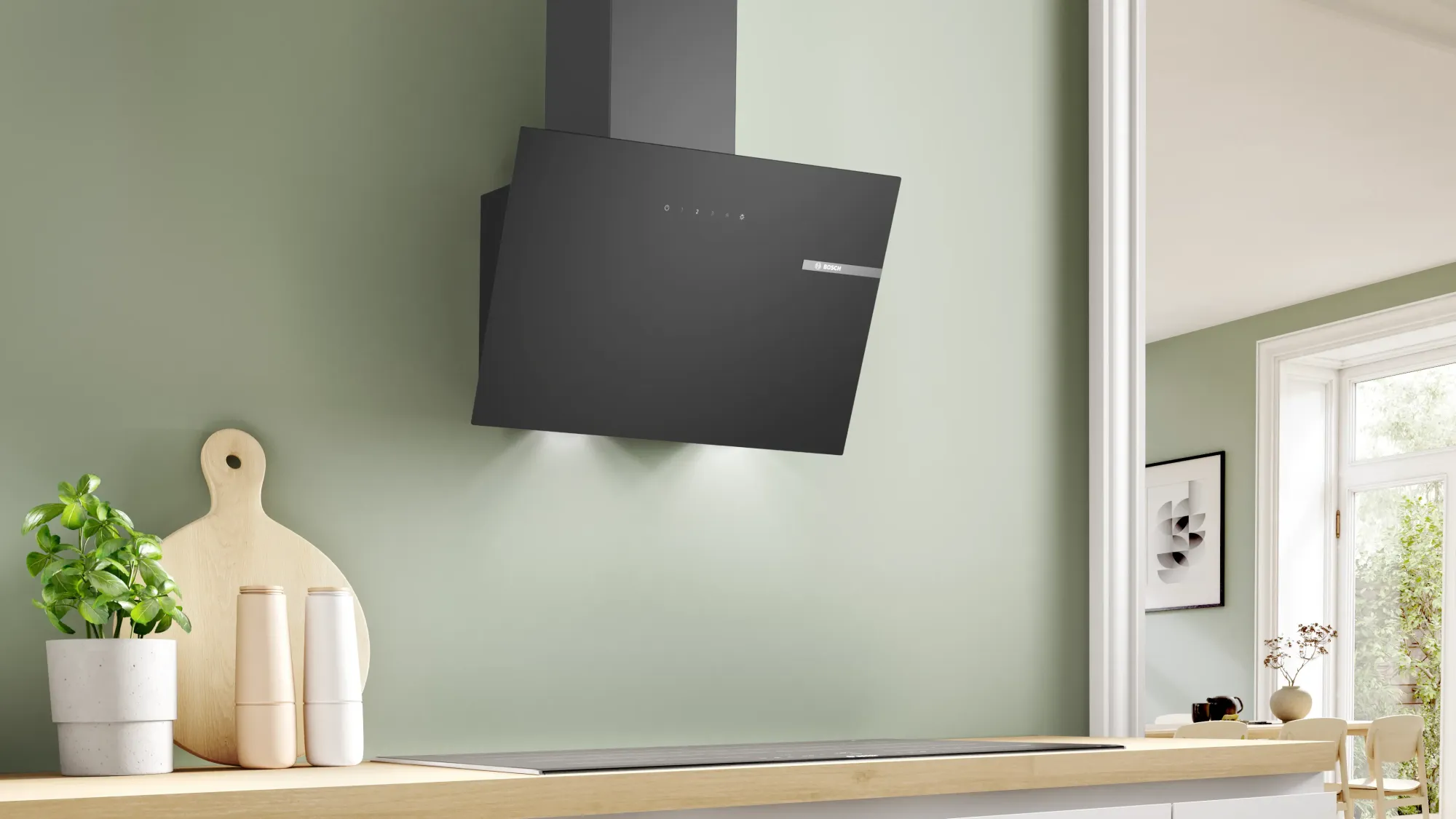 Série 2 Hotte murale 60 cm Noir avec finition en verre, Noir DWK65DK60