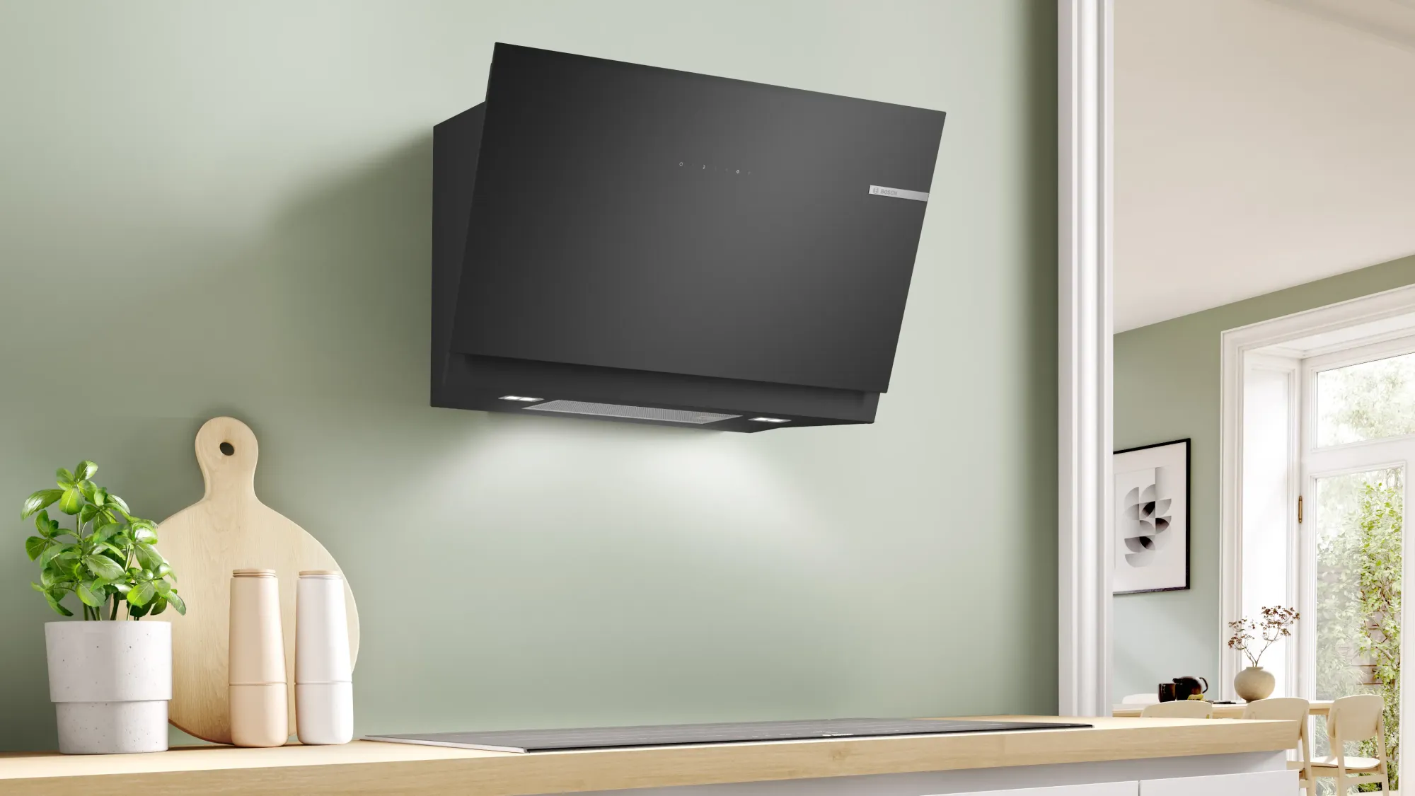 Série 8 Hotte murale 80 cm Noir avec finition en verre, Noir DWK81AN60