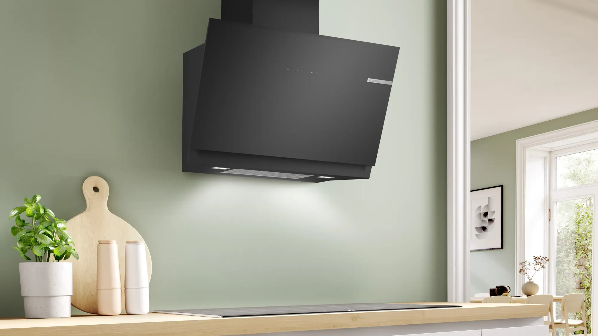 Série 8 Hotte murale 80 cm Noir avec finition en verre, Noir DWK81AN60
