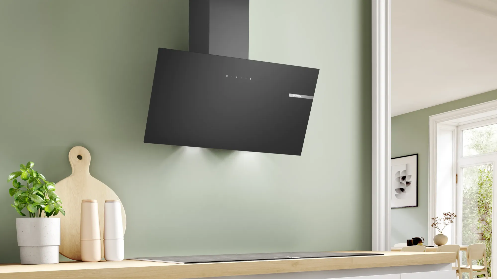 Série 2 Hotte murale 80 cm Noir avec finition en verre, Noir DWK85DK60