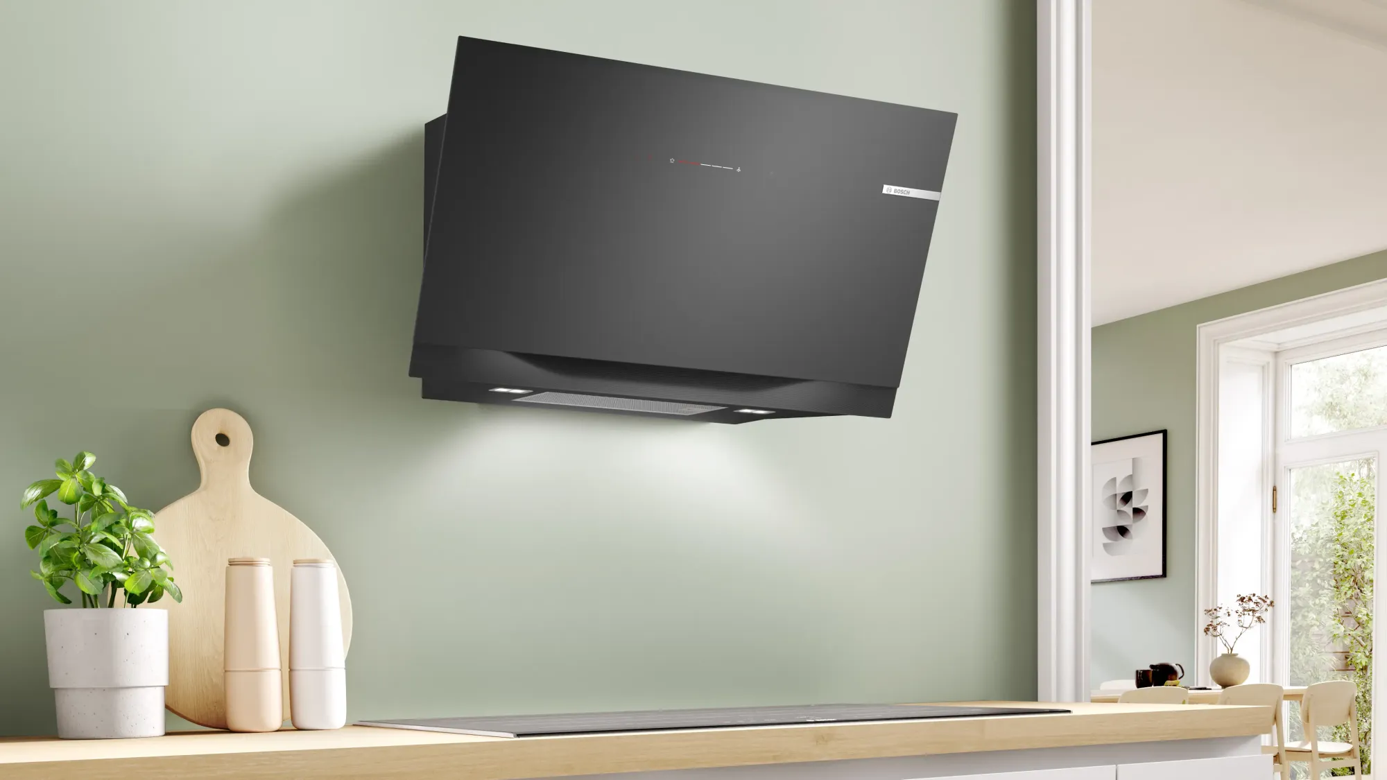 Série 8 Hotte murale 90 cm Noir avec finition en verre, Noir avec finition en verre, Noir DWK91LT60