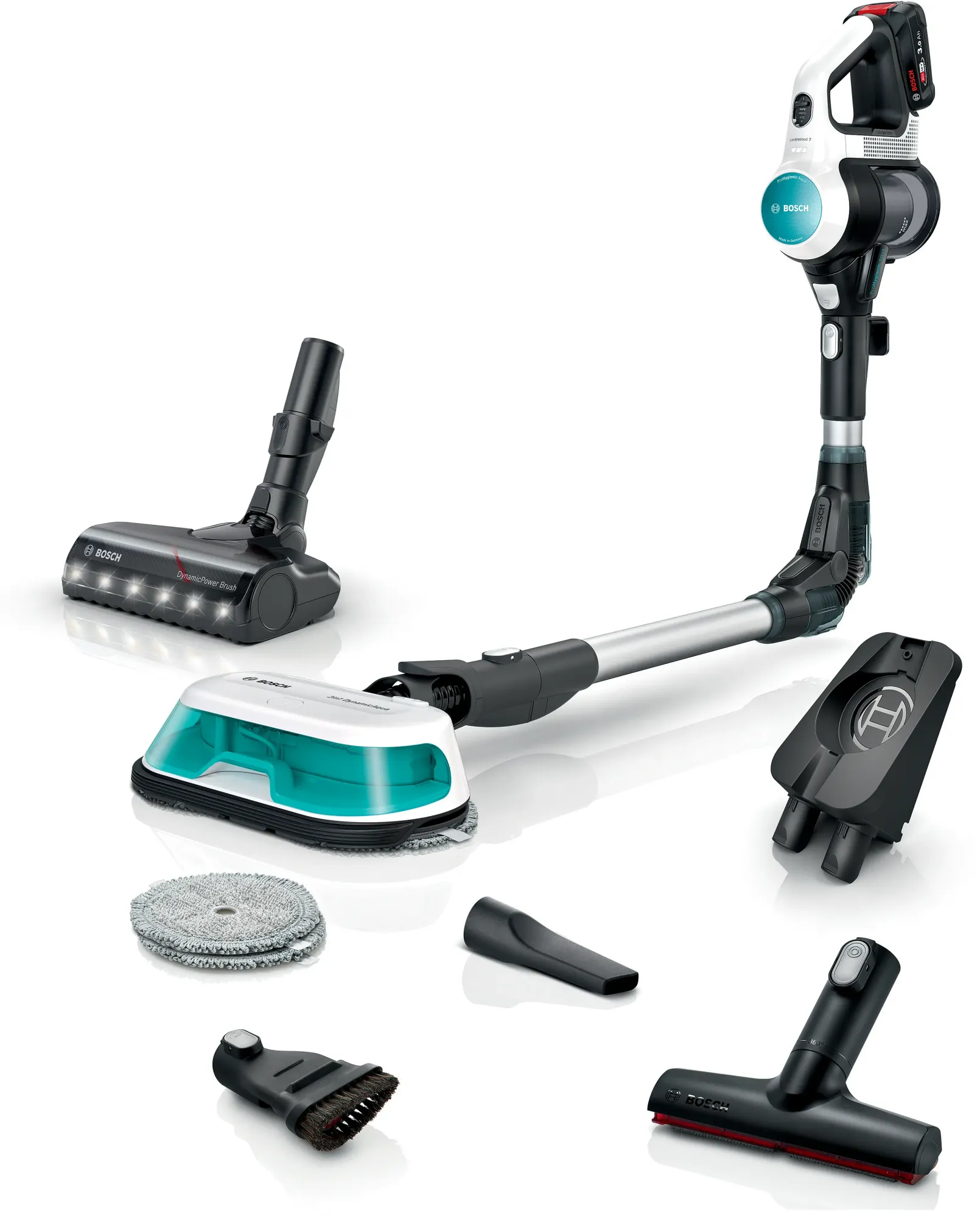 Aspirateur laveur rechargeable 2-en-1 Unlimited 7 ProHygienic Aqua Blanc BCS71HYG1