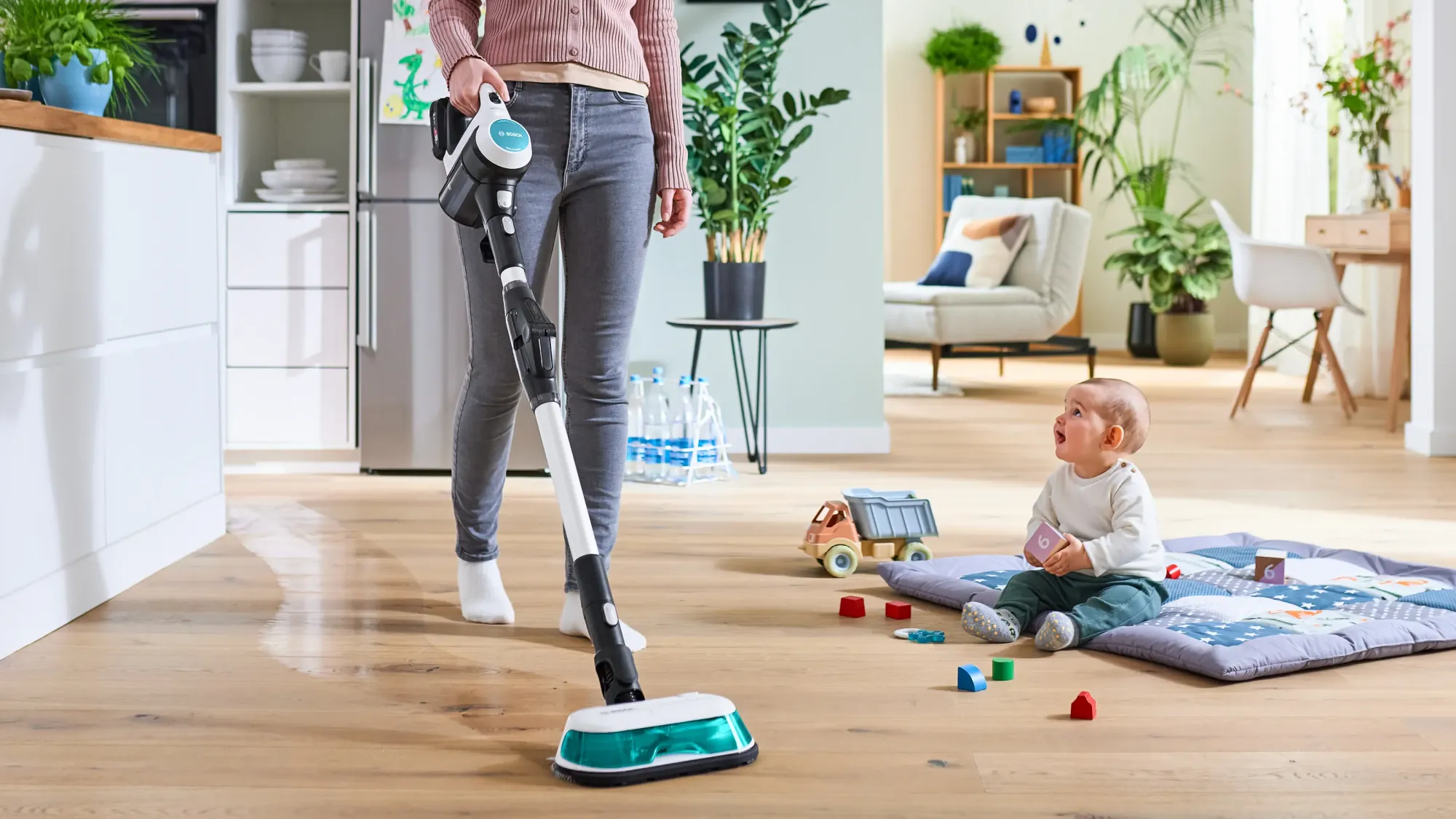 Aspirateur laveur rechargeable 2-en-1 Unlimited 7 ProHygienic Aqua Blanc BCS71HYG1