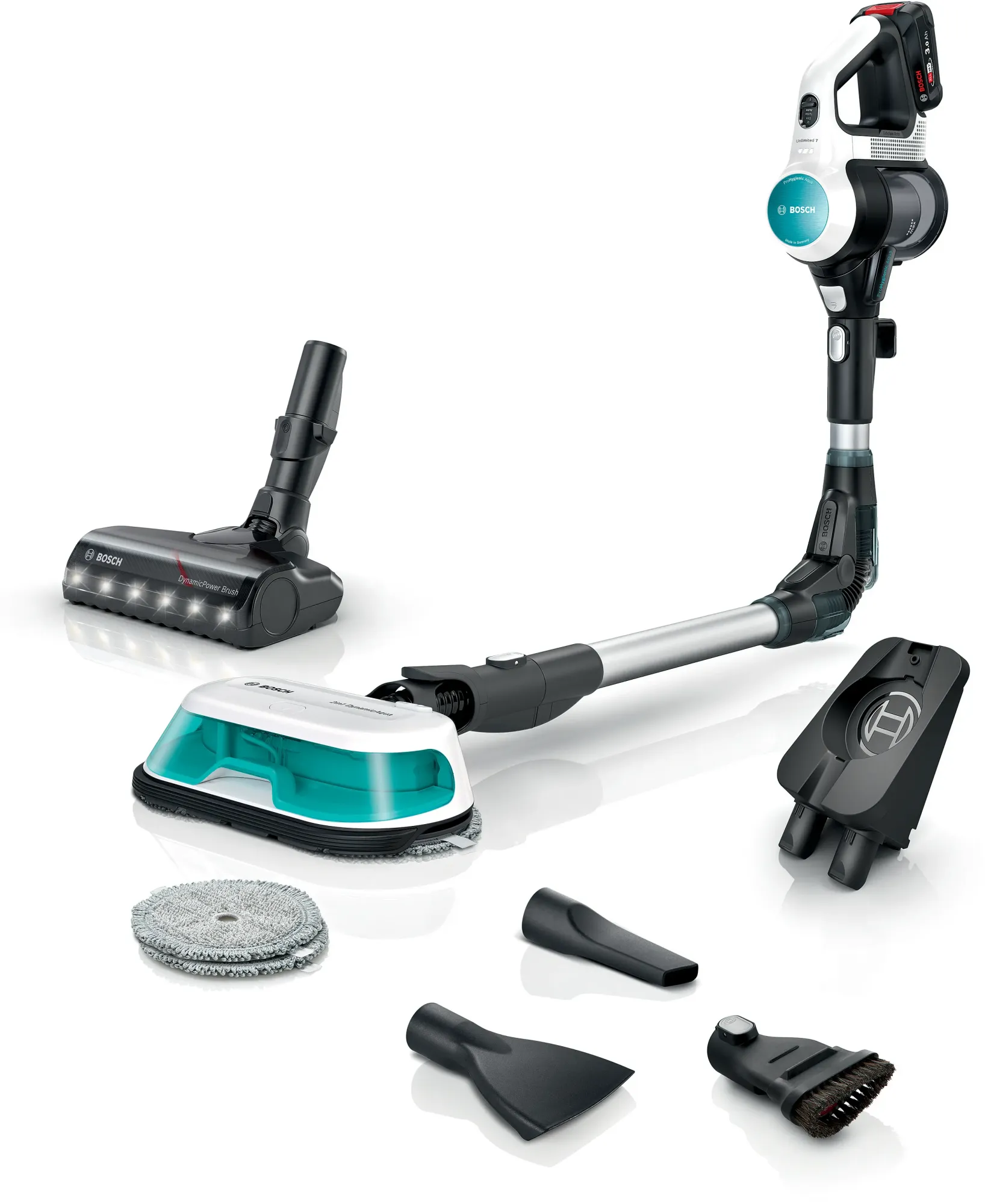 Aspirateur laveur rechargeable 2-en-1 Unlimited 7 ProHygienic Aqua Blanc BCS71HYG2